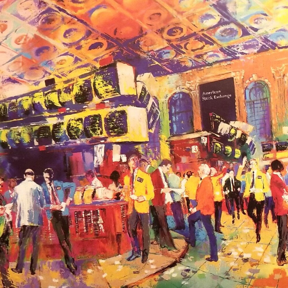 THE AMERICAN STOCK EXCHANGE by LeROY NEIMAN, Promotional Post Card - 1986